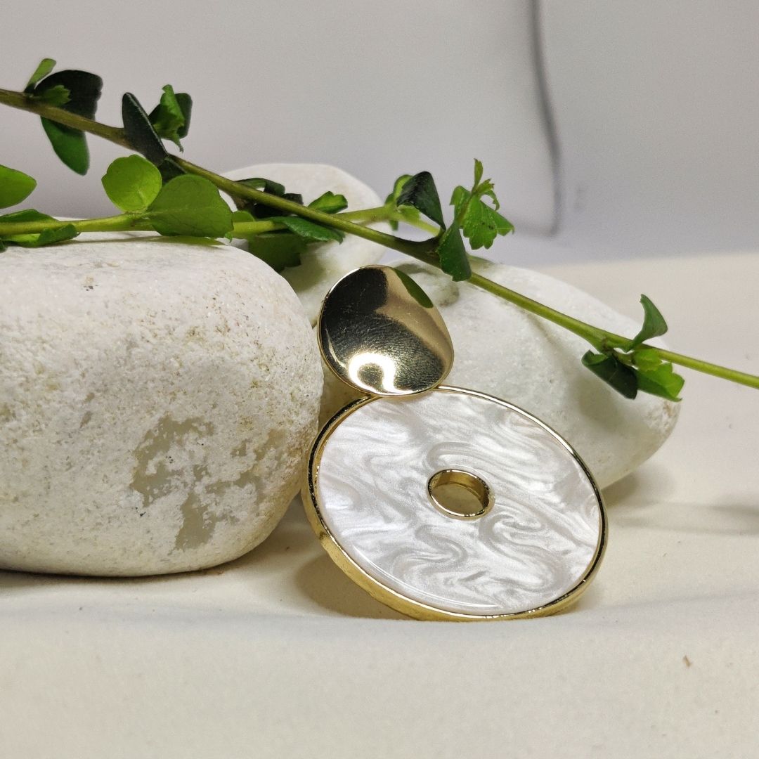 White Marble Earing