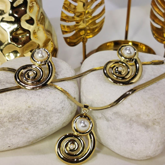 Spiral Pearl Pendant Sets