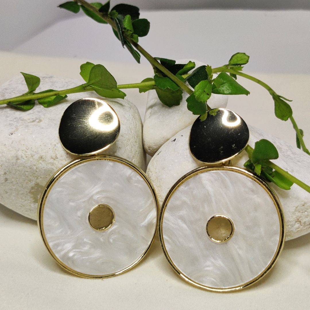 White Marble Earing